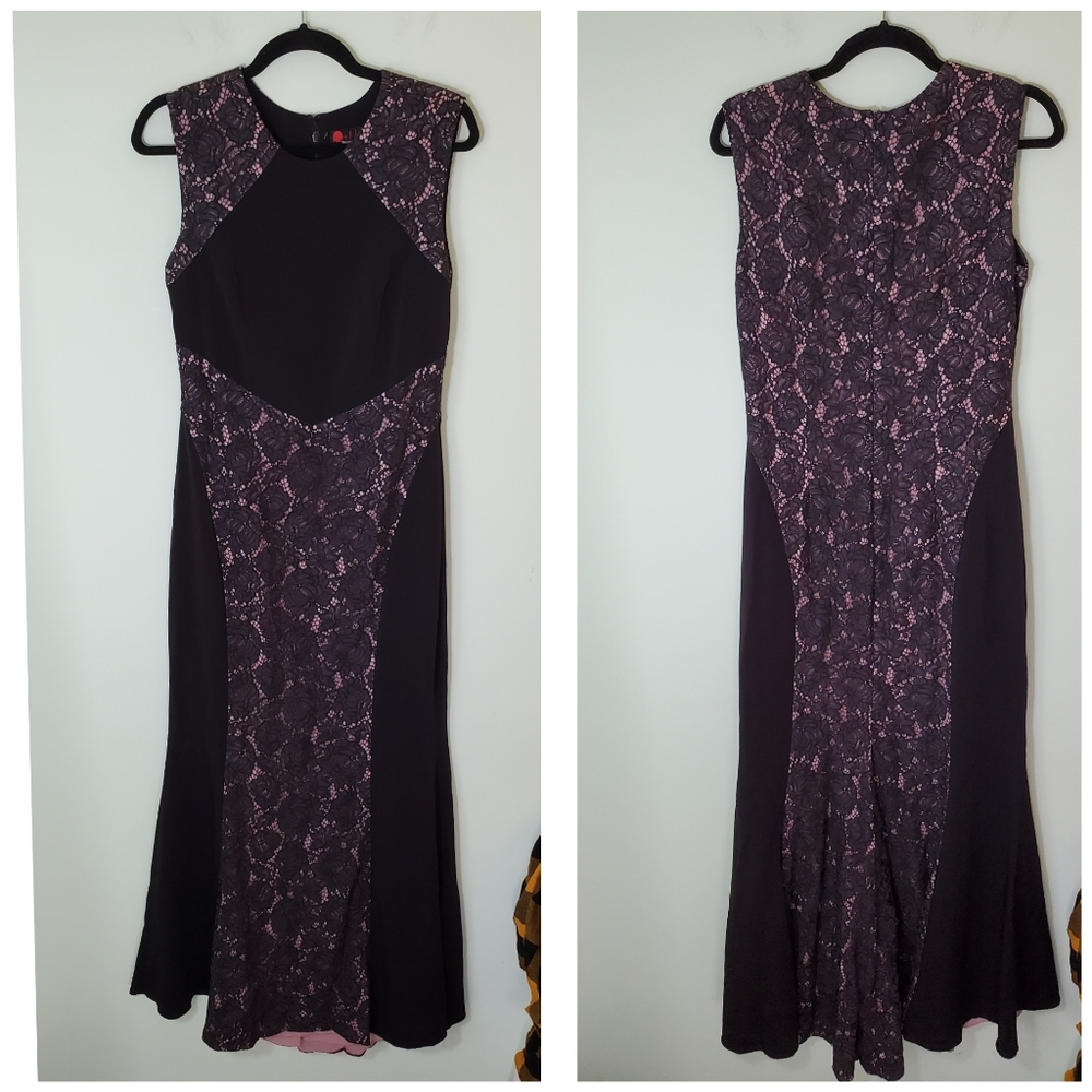Nha Khanh Black Lace Mermaid Gown Size 10 Classic Retro Formal Evening Dress - Picture 3 of 15